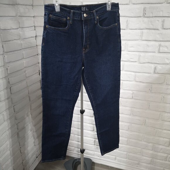 Gap Denim Ladies Size 12/31R High Rise Vintage Slim Dark Wash Blue Jeans - Picture 1 of 13